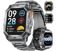 LIGE Militar Reloj Inteligente Hombre con Llamadas Bluetooth, Brújula, Altímetro, 2,13" AMOLED, 1000 mAh Batería, 100+ Modos Deportivos, Impermeable 10 ATM, Compatible con Android iOS, Negro-Oscuro