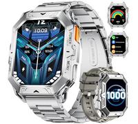LIGE Militar Reloj Inteligente Hombre con Llamadas Bluetooth, Brújula, Altímetro, 2,13" AMOLED, 1000 mAh Batería, 100+ Modos Deportivos, Impermeable 10 ATM, Compatible con Android iOS, Plateado