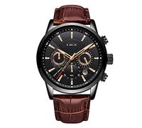 LIGE Reloj Hombre Moda CronóGrafo Impermeable Cuarzo AnalóGico Acero Inoxidable Cuero Brazalete Negocios Casual Calendario Reloj