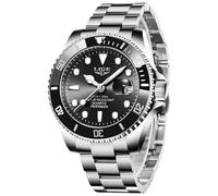 LIGE Reloj Hombre, Cronógrafo Relojes Hombre, Correa de Acero, Función de Calendario, Manecillas Luminosas, Resistente al Agua 3ATM, Estilo Casual de Lujo para Negocios, Negro