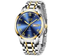 LIGE Reloj Hombre, Cuarzo Analógico Relojes Hombre, Correa de Acero Inoxidable, Esistente al Agua 3ATM, Manecillas Luminiscentes, Elegante y Casual Diseño, Azul