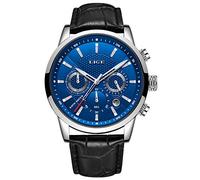 LIGE Reloj Hombre Moda CronóGrafo Impermeable Cuarzo AnalóGico Acero Inoxidable Cuero Brazalete Negocios Casual Calendario Reloj
