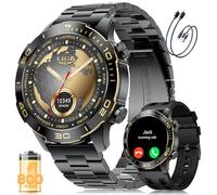 LIGE Reloj Inteligente Hombre, 1.43" AMOLED Smartwatch con 24/7 Frecuencia Cardíaca, SpO2, Duración del Sueño, A Prueba de Agua IP68, 170+ Deportes, 300+ Esfera, Caja Negra con Indicios Dorado