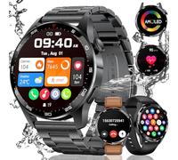 LIGE Reloj Inteligente Hombre,1.43"HD 466*466 Smartwatch Hombre con Llamadas Bluetooth,Smartwatch con 100+ Deportes Modos y Monitor de Ritmo Cardíaco/SpO2/Presión Arterial,para Android iOS(3 Correas)