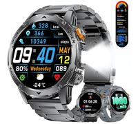 LIGE Reloj Inteligente Hombre, 1000mAh Batería/Linterna LED, Llamada Bluetooth Asistente de Voz, 100+ Modos Deportivos, 1,75" Exteriores Smartwatch Hombre para Android iOS, Negro-Gris