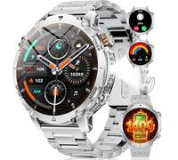 LIGE Reloj Inteligente Hombre 1400mAh Larga Duración, 1.7" Smartwatch Militar con Linterna LED, Llamadas Bluetooth, 120+ Deportes, Impermeable, Frecuencia Cardíaca,Android iOS,2 Cargadores,EF26-C
