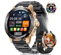 LIGE Reloj Inteligente Hombre, 800mAh 1.43" AMOLED Smartwatch con 24/7 Frecuencia Cardíaca, SpO2, Duración del Sueño, IP68 Impermeable, 200+ Deportes, Llamadas para Android iOS Negro sobre Oro