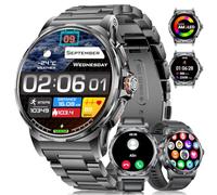 LIGE Reloj Inteligente Hombre AMOLED 1,43" con 3 Correas, Batería 400 mAh, hasta 15 Días, Llamadas Bluetooth, Frecuencia Cardíaca 24H, 120+ Modos Deportivos, IP68, Android e iOS, SML6-R