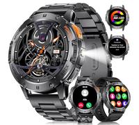 LIGE Reloj Inteligente Hombre con LED Linterna,1.43" Amoled Smartwatch Hombre con Llamadas Bluetooth 120+Deportes Modos 530mAh IP68 Impermeable Pulsómetro, Monitor de Sueño para Android iOS