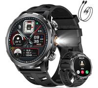 LIGE Reloj Inteligente Hombre con LED Linterna/1.7” Grandes, 1000mAh Smartwatch Hombre con Llamadas Bluetooth, Pulsómetro, Sueño, 100+ Modos Deportivos, IP68 Impermeable para Android iOS, Silicona