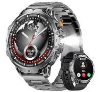 LIGE Reloj Inteligente Hombre Militar, 1.85" Smartwatch Hombre con/Llamada Bluetooth, 1000mAh/LED Linterna/100+Modos Deportivos/Monitor Sueño, IP68 Impermeable para Android iOS, Negro