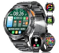 LIGE Reloj Inteligente para Hombre con Linterna LED, Pantalla AMOLED de 1.43", Batería de 530 mAh, 120 Modos Deportivos, Monitor de Frecuencia Cardíaca/Presión Arterial/Sueño, Resistente al Agua 5 ATM