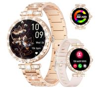 LIGE - Reloj inteligente para mujer con llamada Bluetooth, 1.19" AMOLED Smartwatch Mujer con función femenina/24H Frecuencia Cardíaca/Seguimiento del sueño/100+modos deportivos, diamante rosa oro