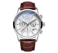 LIGE - Reloj para hombre, resistente al agua, acero inoxidable, analógico, cuarzo, deporte, cronógrafo clásico, correa de relojes, Vino blanco, Clásico