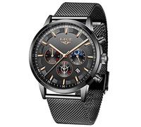LIGE Relojes para Hombre Deportivo Acero Inoxidable Correa de Malla, IP67 Impermeable Cronógrafo con Calendario, Moda Informal Vestido de Negocios Analógico de Cuarzo Relojes