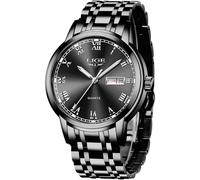 LIGE Relojes para Hombre Impermeable Acero Inoxidable Cuarzo Analógico Reloj Hombres Simple Vestido Negocios Negro Reloj de Pulsera