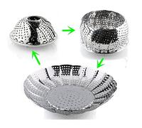 Ligege Vapor Multifuncional Plegable Vapor Acero Inoxidable Cazo Plegable Verduras Canasta Vapor para cocinar (-16cm)