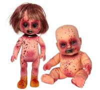 Ligeinsrk 2 PCS Celepy Doll Bloody Died Girl & Boy 10 en Halloween Scary Hollin Doll Hanging PVC Portable Horror Molls para casa embrujada, Juego de Broma, muñecas muertas vivas, Espeluznante