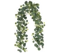 Ligeinsrk 2 Piezas Planta Colgante Artificial Eucalipto Hoja 71 Plantas Colgantes Falsas con Flores Blancas Seda amigable y plástico VERDADERA Falsa para PREPAR