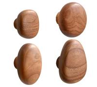 Ligeinsrk Ganchos de pared de madera, 4pcs ganchos de pared de madera natural de servicio pesado, pelaje de montada, forma de guijarros decorativa para toallas colgantes, ropa, bolsas