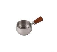 Ligera para mini olla de acero inoxidable con mango ergonómico de madera para un manejo cómodo mientras preparas recetas de platos pequeños (plata, 60 ml)