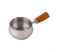 Ligera para mini olla de acero inoxidable con mango ergonómico de madera para un manejo cómodo mientras preparas recetas de platos pequeños (plata, 180 ml)