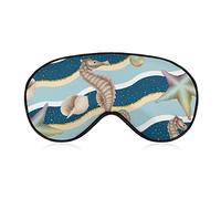 Ligera y cómoda máscara de ojos 3D para hombres y mujeres, Seahorse Pearl Shell Sea Life Art Sleeping Mask para dormir viaje yoga, lavable a máquina BlockLight