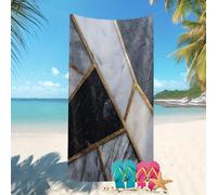 Ligera y de Secado Rápido Toalla de Playa Grande 90x180 cm GeometríA De MáRmol De Lujo Súper Absorbente Prevención de Arena Toalla,Toallas de baño Suave Blanco GrisáCeo Toallas Piscina Mujer Hombre
