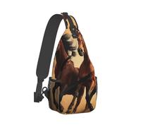 Ligero Bolsa de Pecho Arte de caballo salvaje corriendo con animales Bolsa Cruzada Unisex Bolso Bandolera para Senderismo Hombre Viajes