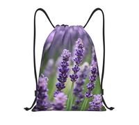 Ligero Bolsas De Cuerdas Estampado De Flores De Lavanda Morada Mochila Cuerda Casual Bolsa De Deporte para Acampada Adulto Mujer 36X42Cm