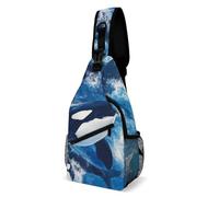 Ligero Bolso de Pecho Animales marinos del océano Orcas Orcas Arte Mochila Pecho Unisex Mochilas Cruzadas Tactica Escolar Deportes