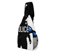 Ligero Bolso de Pecho Bandera de la delgada línea azul de Estados Unidos Policía Bolso Bandolera Unisex Mochila Cruzada Deportes Escolar Excursión