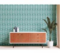 Ligero Estructurada Papel Pintado Con Ovaladas Y Barra En Retro Estilo -