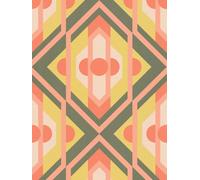 Ligero Estructurada Retro Papel Pintado Con Ornamentos - Verde, Naranja, R