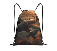 Ligero Mochila con Cordón Segunda Guerra Mundial Saco de Deporte Casual Bolsas de Cuerdas para Adulto Acampada Mujer 36X42cm