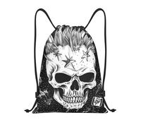 Ligero Mochila Cordónes Calavera Punk Blanca Gym Sack Unisex Bolsa con Cordón para Hombre Mujer Nadar 36X42cm