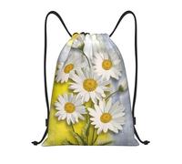 Ligero Mochila Cordónes Margarita con Textura de Color Amarillo, Gris y Beige Gym Bag Casual Bolsa de Cuerdas para Yoga Hombre Vacaciones 36X42cm