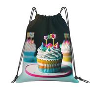 Ligero Mochila Cordónes Pasteles de Feliz cumpleaños para Imprimir Cómodos Bolsas Cordon de Gimnasio para Nadar Acampada Adulto 36X42cm