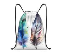 Ligero Mochila Cuerda Arte Abstracto de Acuarela con Plumas de Animales Bolsa de Deporte Manera Bolsa con Cordón para Yoga Viaje Adulto 36X42cm