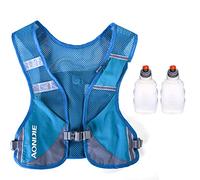 Ligero Mochila de Hidratación Superior Chaleco para Marathoner Ciclismo Trail Running Hombre Mujer (Azul con 250ml Botellas de Agua)