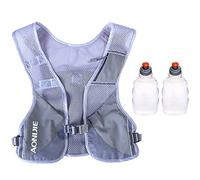 Ligero Mochila de Hidratación Superior Chaleco para Marathoner Ciclismo Trail Running Hombre Mujer (Gris - con 250ml Botellas de Agua)