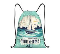 Ligero Mochilas Cordón Citas Deja Que Tus sueños zarpen Imprimir Moderno Bolsa de Cuerdas para Hombre Viaje Yoga 36X42cm
