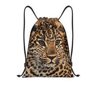 Ligero Mochilas Cordón Lindo Estampado de Leopardo Saco de Gimnasia Moderno Bolsa de Cuerdas para Mujer Adulto Viaje 36X42cm