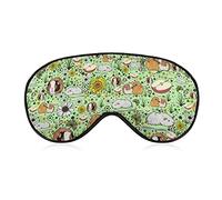 Ligero y cómodo conejillos de Indias y flores Art Eye Mask para niños, adolescentes, niñas, mujeres, 3D Eye Cover con correa elástica Lunch Break Travel Sleeping Eye Mask Cover