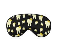 Ligero y cómodo Dental Oro Amarillo Corona Dientes Arte Dormir Antifaz para niñas Mujeres Niños, Sombra de ojos con correa ajustable Almuerzo Descanso Viajar Dormir Antifaz Cubierta