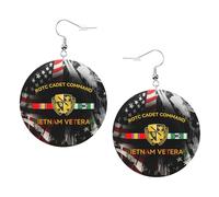Ligeros Pendientes Cuero Comando de Cadetes ROTC Veteran de Vietnam Pendiente de Lágrima Cómodo Pendientes De Mujer De Cuero para Cumpleaños Aniversario Decoración