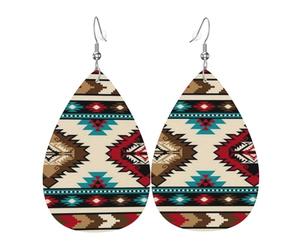 Ligeros Pendientes De Cuero Mujer Nativo Americano Del Suroeste, Estilo Azteca Antiguo Pendiente De Lágrima Cómodo Pendientes De Gota Para Aniversario Fiesta Mujeres