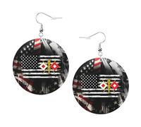 Ligeros Pendientes de gota Bandera estadounidense del Cuerpo de Señales de EE. UU. Pendiente Vintage Pendientes De Mujer De Cuero para Cumpleaños Decoración Aniversario