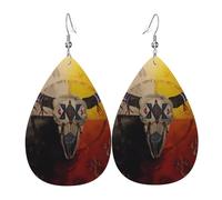 Ligeros Pendientes De Gota Bisonte, Rueda Medicinal Del Arte Nativo Americano Pendiente Moda Pendientes De Cuero Mujer Para Mujeres Cumpleaños Aniversario