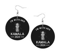 Ligeros Pendientes de gota Kamala Hs 2024 para presidente Pendiente de Lágrima Vintage Pendientes Largos De Cuero para Mujeres Niñas Decoración